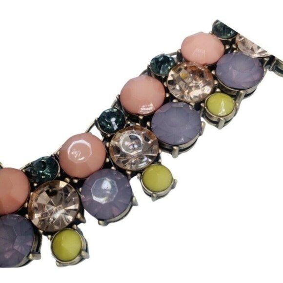 RJ Graziano Icy Pastel Runway Couture Statement Necklace 21" Brass Regencycore - Picture 6 of 8